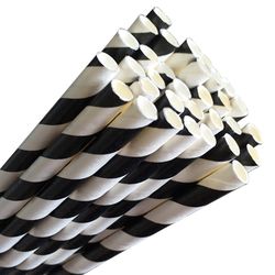GREENMARK BLACK AND WHITE COCKTAIL PAPER STRAWS (5.5MM X 120MM) - 2500 - CTN