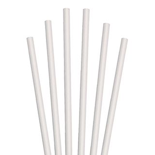 GREENMARK PLAIN WHITE COCKTAIL PAPER STRAWS (5.5MM X 120MM) - 50 - SLV