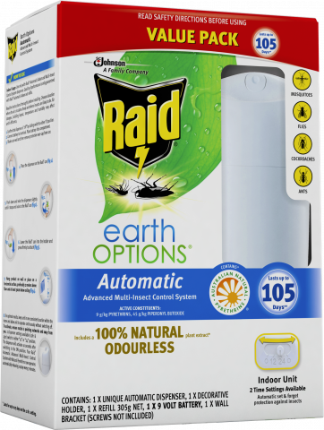 RAID EARTH OPTIONS VALUE PACK - INLC 1 X DISPENSER & 1 X REFILL 305G - 2 PACKS / CTN