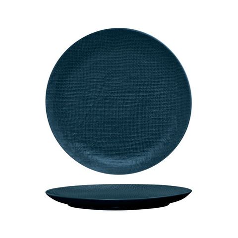 LUZERNE LINEN ROUND FLAT COUPE PLATE 285MM - MATT BLUE - 94511-BL - 12 - CTN