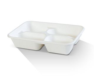 GREENMARK SUGARCANE TRAY 4 COMPARTMENT - 245x160x49.6MM ( TR4 ) - 300 - CTN