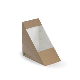 BIOPAK Sandwich Wedge box with window - 123x72x79mm - FSC Mix - kraft - 500 - ( BB-SW-MEDIUM2 ) - CTN