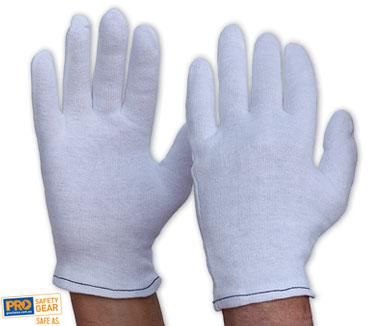 WHITE COTTON GLOVE LINERS - 12  PACK