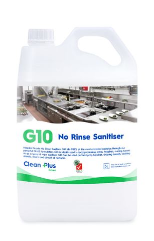 CLEAN PLUS G10 NO RINSE SANITISER - GECA CERTIFIED - 5L