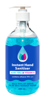 HI - IMPACT GEL INSTANT HAND SANITISER (70% ALCOHOL) WITH ALOE & VITAMIN E - 500ML PUMP - 12 - CTN