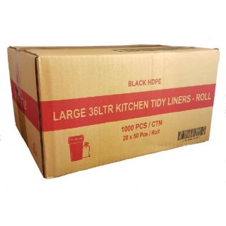 TP 36L BLACK  "LARGE" KITCHEN TIDY BAG - 1000 -CTN