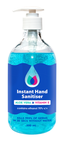 HI - IMPACT GEL INSTANT HAND SANITISER (70% ALCOHOL) WITH ALOE & VITAMIN E - 500ML PUMP - EACH