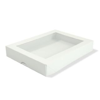 DETPAK FLAT LONG PATISSERIE BOX WITH WINDOW - WHITE, 900ML - 200X150X30MM - Q314S0001 - 200 - CTN