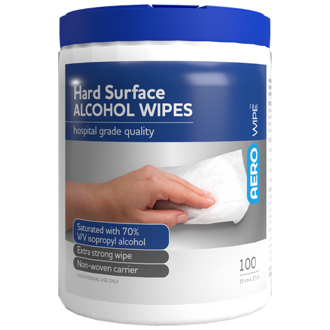 AEROWIPE HARD SURFACE BATERICIDAL WIPES 70% ISOPROPYL - AW7700 - 100 WIPES / TUB - 12 - CTN