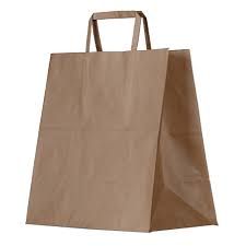 GREENMARK KRAFT PAPER CARRY BAG WITH FLAT HANDLES - LARGE, 360 L x 320 W x 180mm G ( BCB-F-L ) - 150 - CTN