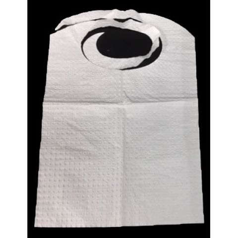 CATERING COLLECTION RESTAURANT BIB WITH POLY BACKING & ADJUSTABLE TIES - WHITE - 310mm x 500mm - 460040 - 500 - CTN