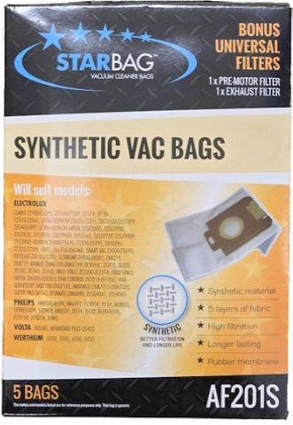 STARBAG - AF201S - SYNTHETIC - VACUUM BAGS - 5 PACK