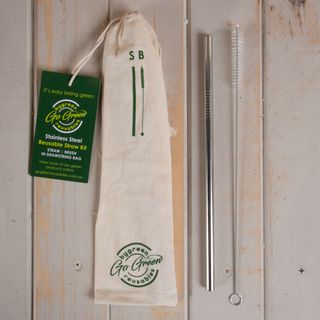 GO GREEN REUSABLE STAINLESS STEEL STRAW AND BRUSH KIT - EACH