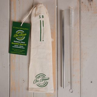 GO GREEN REUSABLE STAINLESS STEEL STRAW AND BRUSH KIT - EACH