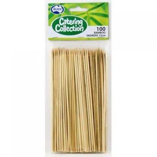 ALPEN 150MM X 2.5MM  BAMBOO SKEWERS - BOX OF 12 PKTS OF 100 ( 1200 ) - CTN