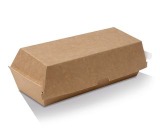 GREENMARK BROWN & WHITE CARDBOARD HOT DOG BOX 202X70X75MM ( KB4 ) - 400 - CTN