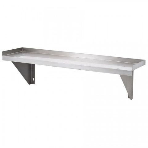 WALLSHELF STAINLESS STEEL 1 TIER 1500mm L x 300mm D x 300mm H WITH BRACKET - ( 1500-WS1 )