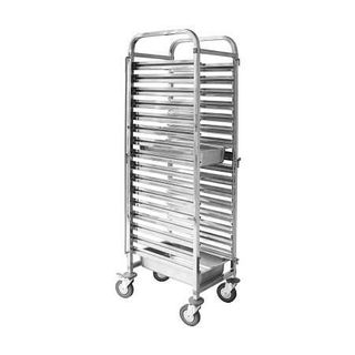 STAINLESS STEEL GASTRONORM RACKING TROLLEY - FITS 16 x 1/1 SIZE GN TRAY ( TR-602 ) - EACH