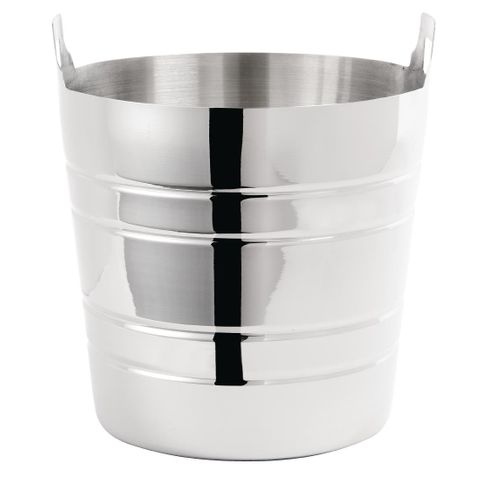 POLISHED STAINLESS STEEL WINE & CHAMPAGNE BUCKET - 190mm H x 204mm Dia - C578 - EACH