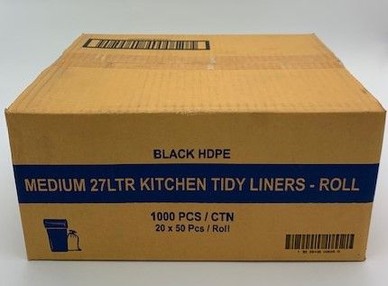 TP 27L BLACK "MEDIUM' KITCHEN TIDY BAG - 1000-CTN
