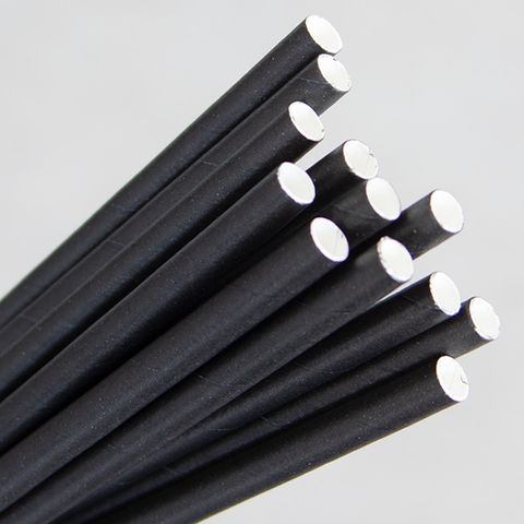 ECO-STRAW PLAIN BLACK 3 PLY REGULAR PAPER STRAWS - 200MM X 6MM - 2500 - CTN