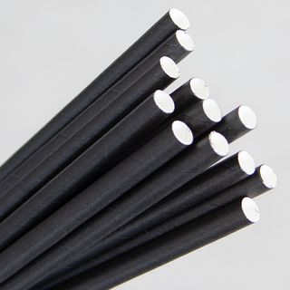 ECO-STRAW PLAIN BLACK 3 PLY REGULAR PAPER STRAWS - 200MM X 6MM - 250 - PKT