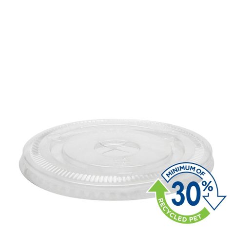 ECO+ CLARITY CLEAR rPET CUP LID - FLAT 15 - 24oz ( 98mm dia ) - 33-EC98CCFL - 1000 - CTN