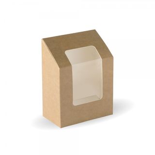 BIOPAK Wrap Wedge with window - 90x50x120mm - FSC Mix - kraft - 600 - ( BB-WRAP ) - CTN