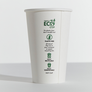 PINNACLE TRULY ECO 16oz WHITE SINGLE WALL COFFEE CUP - AQUEOUS COATED ( 90mm ) - 1000 - CTN