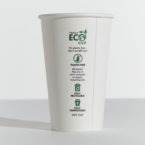 PINNACLE TRULY ECO 16oz WHITE SINGLE WALL COFFEE CUP - AQUEOUS COATED ( 90mm ) - 1000 - CTN