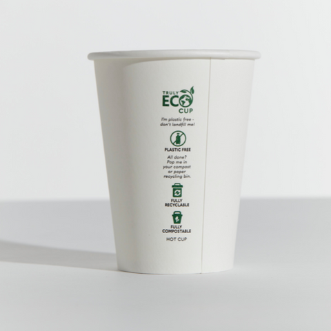 PINNACLE TRULY ECO 12oz WHITE SINGLE WALL COFFEE CUP - AQUEOUS COATED ( 90mm ) - 1000 - CTN