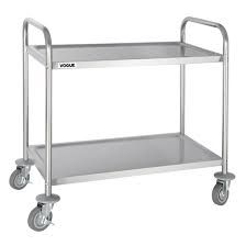 VOGUE STAINLESS STEEL 2 TIER TROLLEY- F997 - MEDIUM - EACH