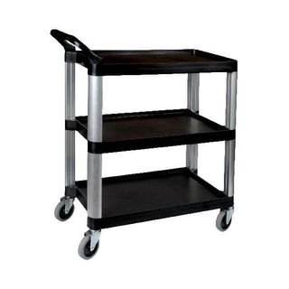 CATERRAX BLACK PLASTIC UTILITY CART / TROLLEY - 3 SHELF - 800X380X880MM - TR-105 - EACH