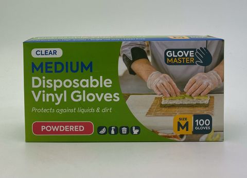 GLOVE MASTER VINYL CLEAR PRE - POWDERED GLOVES - MEDIUM - 1000 - CTN