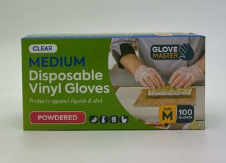 GLOVE MASTER VINYL CLEAR PRE - POWDERED GLOVES - MEDIUM - 100 - PKT