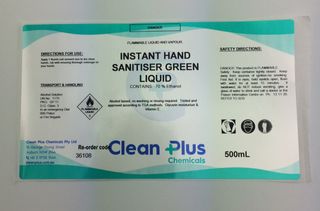 CLEAN PLUS Instant Hand Sanitiser Green Liquid Label - EACH