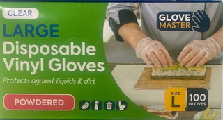 GLOVE MASTER VINYL CLEAR PRE - POWDERED GLOVES - LARGE - 1000 - CTN