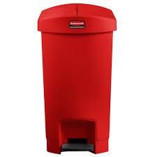 RUBBERMAID 30L SLIM JIM RESIN STEP-ON END STEP CONTAINER / BIN- RED ( R1883565 ) - EACH