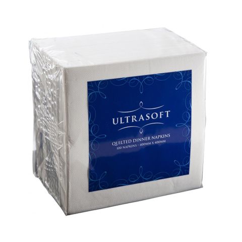 CAPRICE ULTRASOFT DINNER QUILTED 1/4 FOLD WHITE NAPKIN ( WQD ) - 100 - PKT
