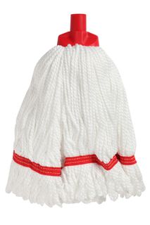 EDCO 350G WHITE WITH RED BAND - MICROFIBRE ROUND MOP HEAD ( 27101 ) - EACH