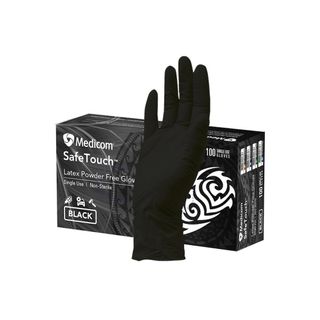 MEDICOM SAFETOUCH BLACK LATEX PF GLOVES - LARGE ( 1158D ) - 1000 - CTN