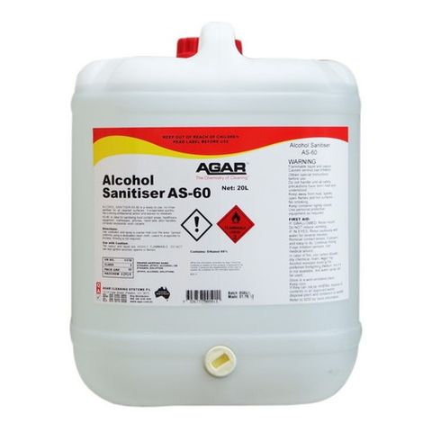 AGAR ALCOHOL SANITISER AS-60 - RTU NO RINSE SANITISER - 20L