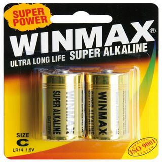 WINMAX ALKALINE C SIZE BATTERIES -  2 PACK