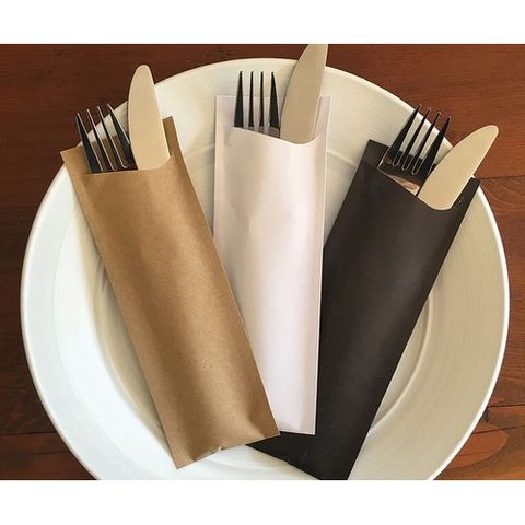 ELAG NOCHETTA CUTLERY POUCH BLACK PAPER, 65 X 190MM - 3200 CARTON ONLY