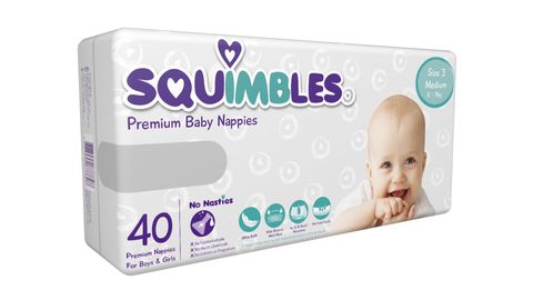 SQUIMBLES NAPPIES - SIZE 3 (6 - 13KG) - MEDIUM - (SQM160) - 160 - CTN