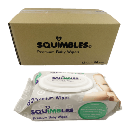 SQUIMBLES PREMIUM BABY WIPES (80 X 12PKTS ) - CTN