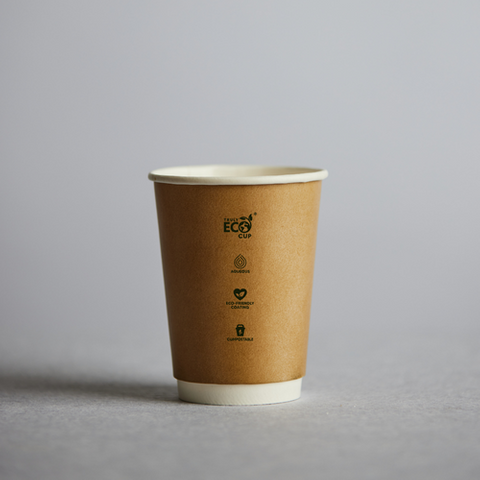 PINNACLE TRULY ECO 08oz KRAFT DOUBLE WALL COFFEE CUP - AQUEOUS COATED ( 90mm ) - 500 - CTN