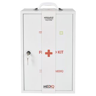 MEDIQ WORKPLACE RESPONSE FIRST AID KIT IN WHITE METAL WALL CABINET - HIGH RISK ( FAMKC ) - EACH