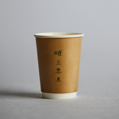 PINNACLE TRULY ECO 12oz KRAFT DOUBLE WALL COFFEE CUP - AQUEOUS COATED ( 90mm ) - 500 - CTN