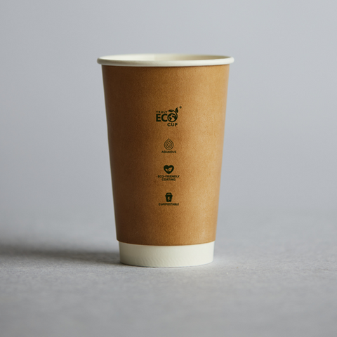 PINNACLE TRULY ECO 16oz KRAFT DOUBLE WALL COFFEE CUP -AQUEOUS COATED ( 90MM ) - 500 - CTN